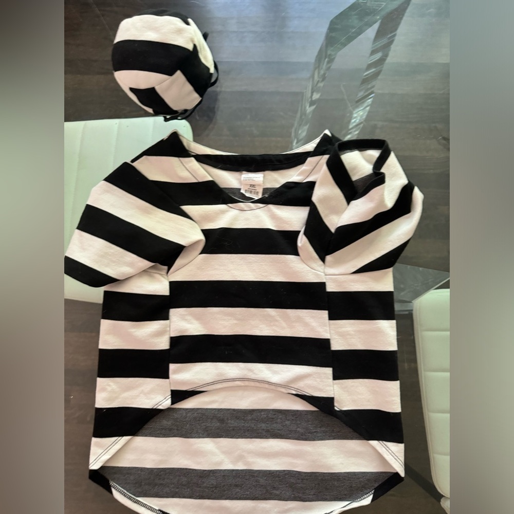 Dog costume w hat - jail prisoner bad dog Halloween